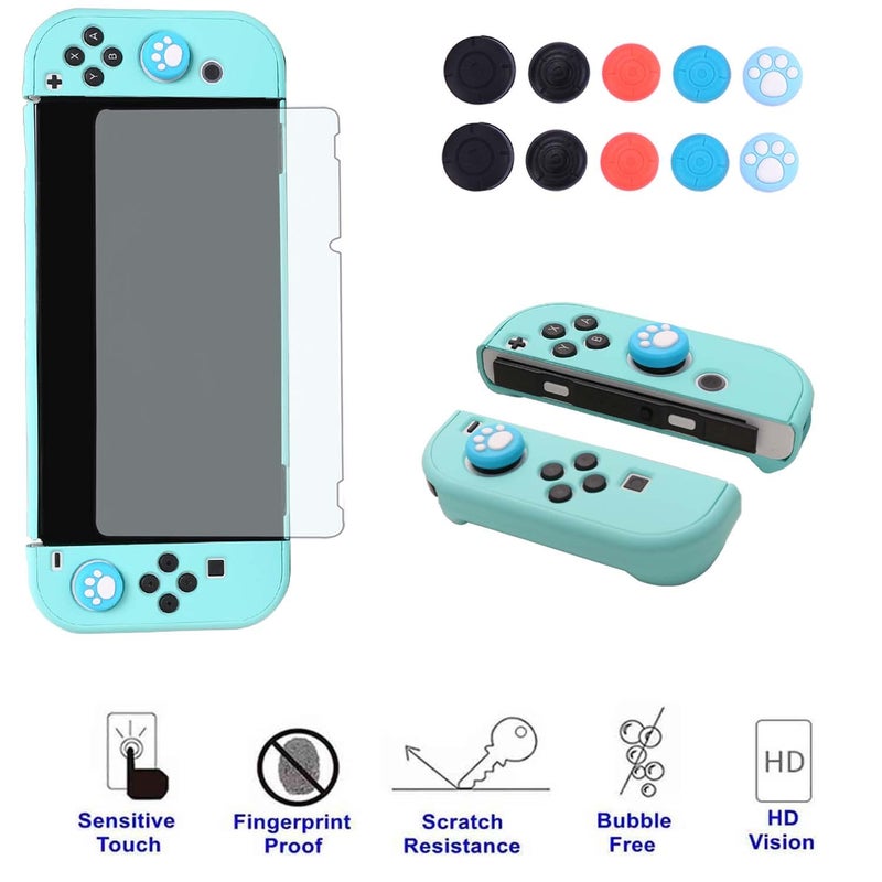 COMCOOL Dockable Case for Nintendo Switch OLED 2021 - Protective Cover Accessories for Nintendo Switch OLED and Joy-Con Controller with Screen Protector Thumb Grips - Mint Green - Image 4
